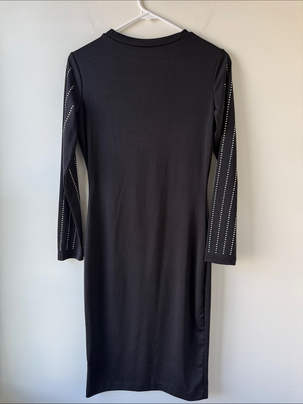 Black Long-Sleeve Studded Sheath Dress - Picture 5 of 5